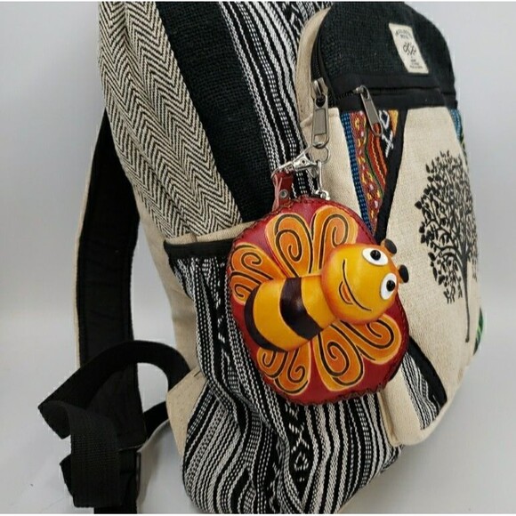 Cute Butterfly Bee Gift Leather Wallet Wristlet Handmade Happy Kawaii Coin Purse - Picture 12 of 14